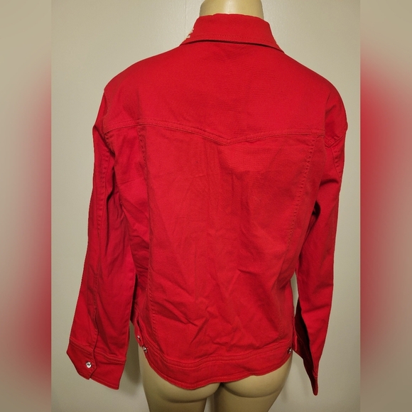 TIA Designs Red Embellished Women's Demin Jacket Rodeo Western Cowgirl Xl - Picture 6 of 6